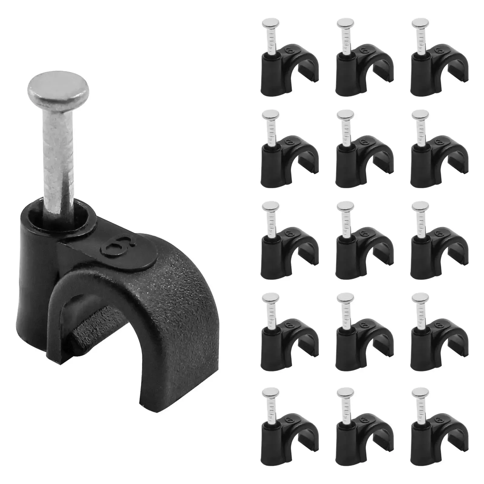 100 serre-câbles à clouer, clips muraux ronds noirs pour câbles Ethernet, clips pour câbles coaxiaux et câbles de haut-parleurs 11