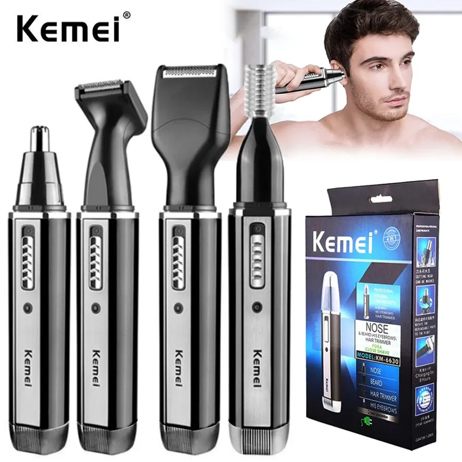 Tondeuse 4 en 1 pour homme, tondeuse électrique pour nez et oreilles, tondeuse rechargeable pour cheveux, barbe, nez et oreilles, kit de toilettage - Image 1