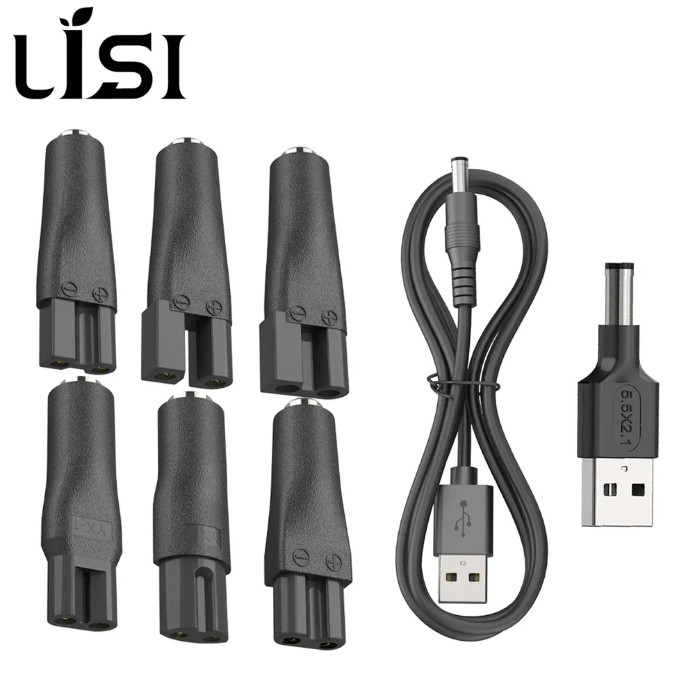 LISI Lot de 8 câbles d'alimentation 5 V, chargeur de remplacement universel avec adaptateur USB pour tondeuses à cheveux, tondeuses à barbe, rasoirs et lampes de bureau