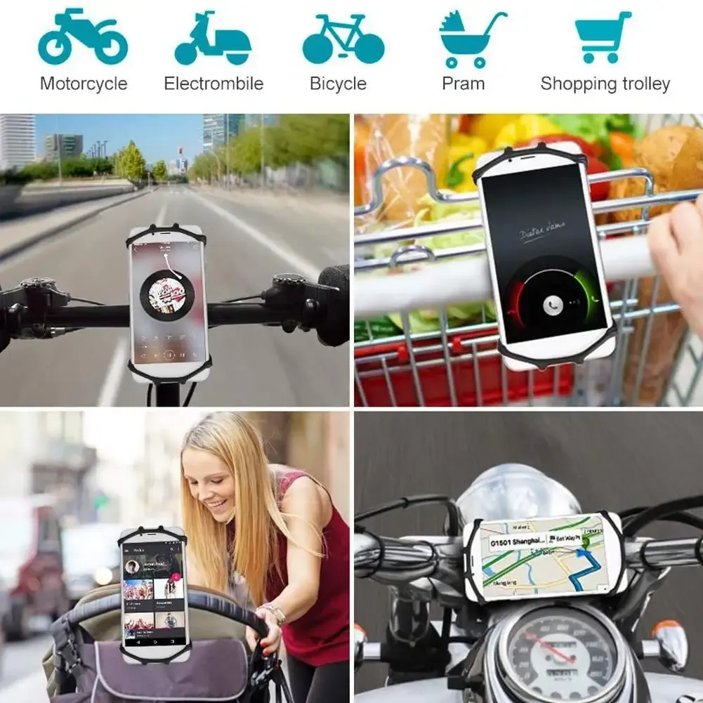 Support de téléphone en silicone pour vélo et moto, ajustement