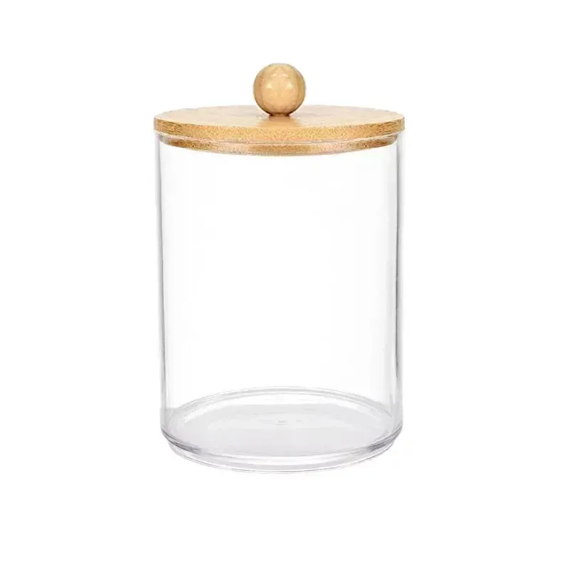 Support de rangement, pots d'apothicaire avec couvercle pour cotons-tiges, acrylique, cosmétiques, bonbons et collations, boîte de rangement de bureau 10