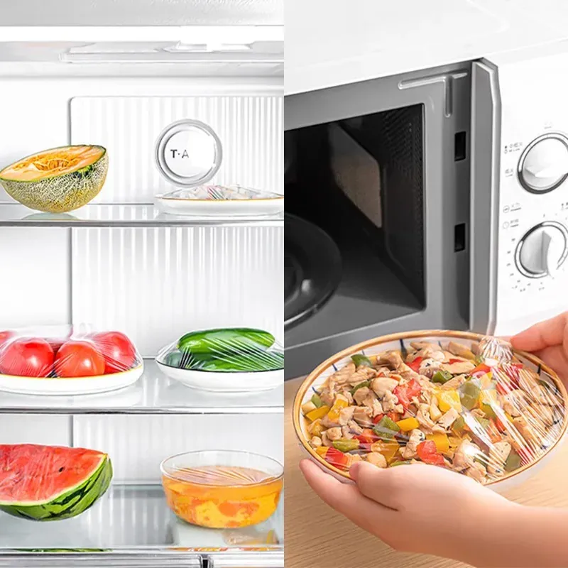 Couvre-aliments élastiques réutilisables et jetables pour bols et plats 4