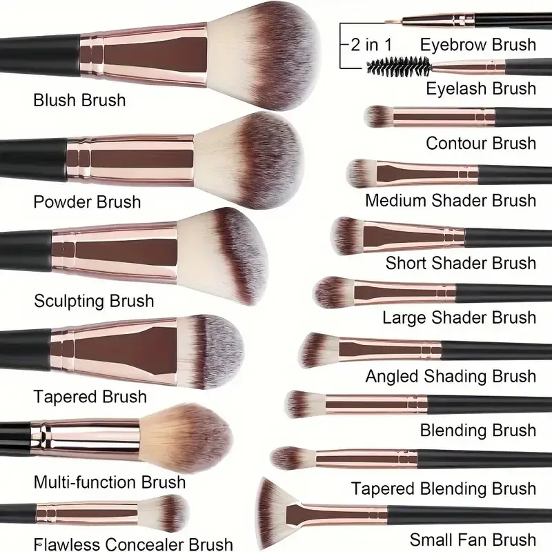 Ensemble de pinceaux de maquillage professionnels pour femmes, pinceaux fond de teint, correcteur, fard à joues et Kabuki, doux et moelleux, 3 à 20 pièces 2