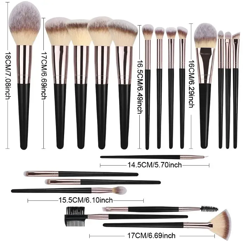 Ensemble de pinceaux de maquillage professionnels, vue d'ensemble