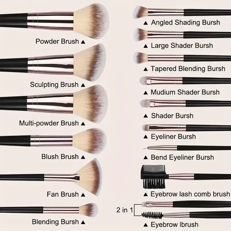 Pinceaux de maquillage doux et moelleux en détail