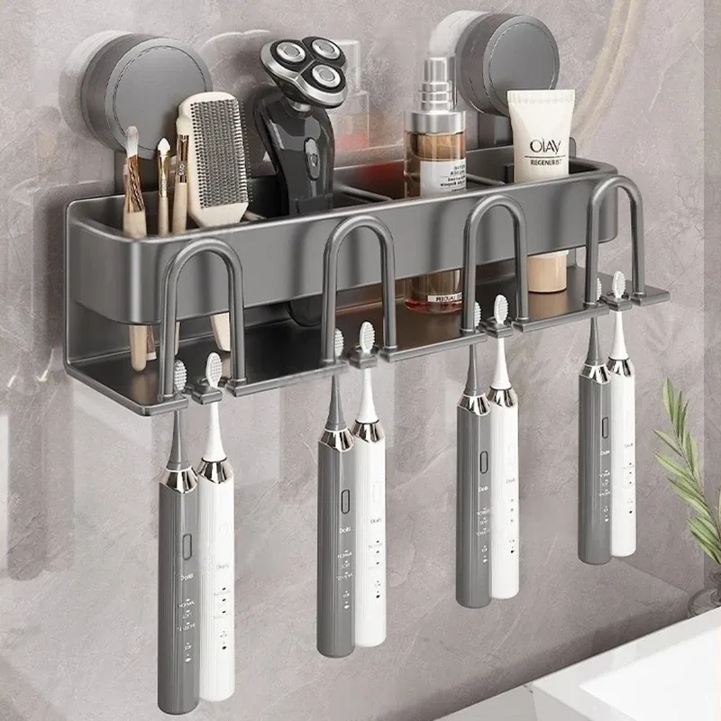 Porte-brosse à dents électrique mural sans perçage, fixation par ventouse, avec gobelet pour salle de bain