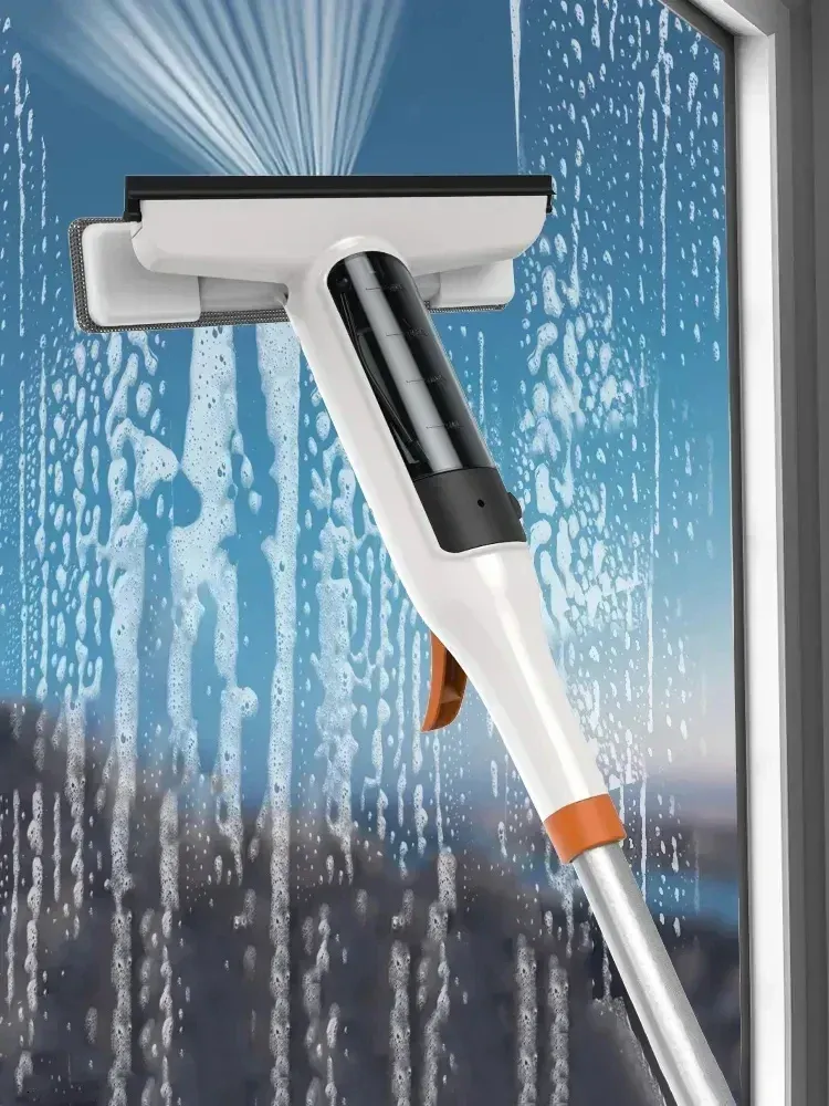 Outil de nettoyage de vitres double face avec poignée de pulvérisation, raclette de fenêtre pour verre et raclette d'extérieur - Image 1