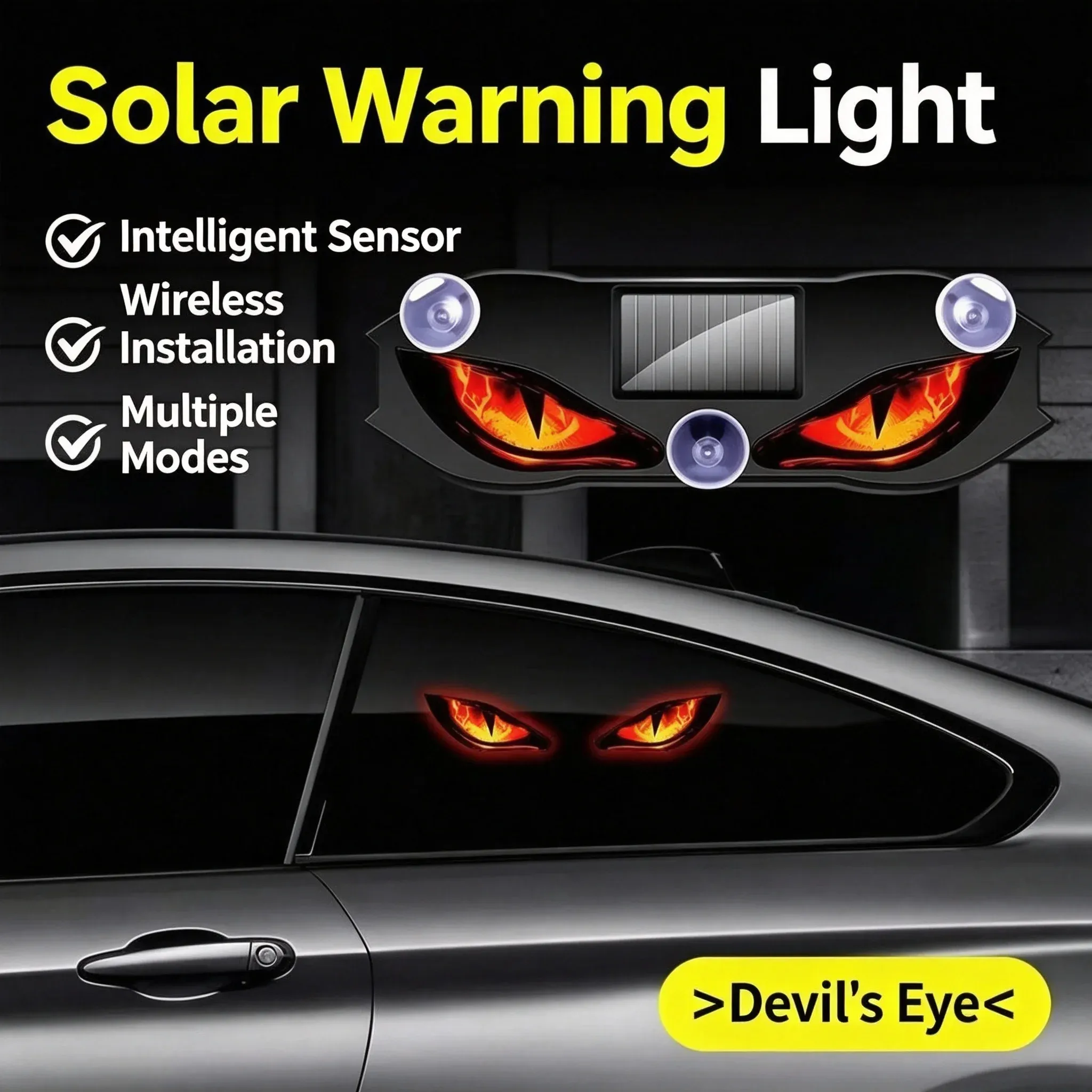 Lumière d'avertissement solaire à LED pour voiture, avec capteur dynamique 2
