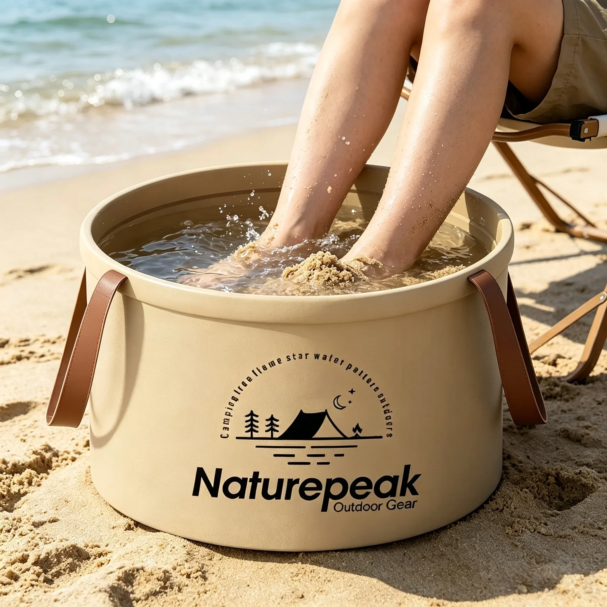 Seau pliable avec poignée, seau de lavage multifonction portable et léger pour la pêche, le camping et la randonnée 3