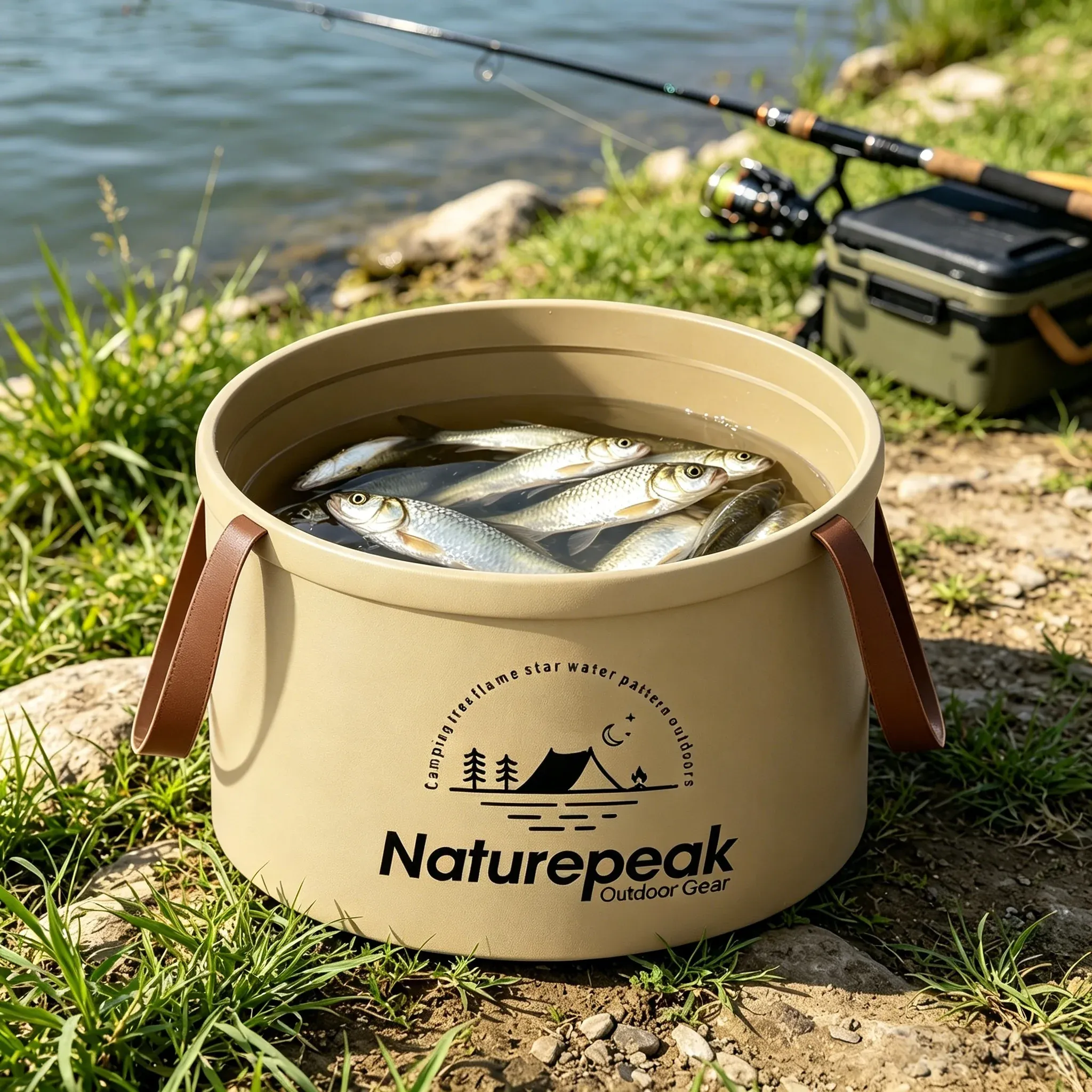 Seau pliable avec poignée, seau de lavage multifonction portable et léger pour la pêche, le camping et la randonnée 5