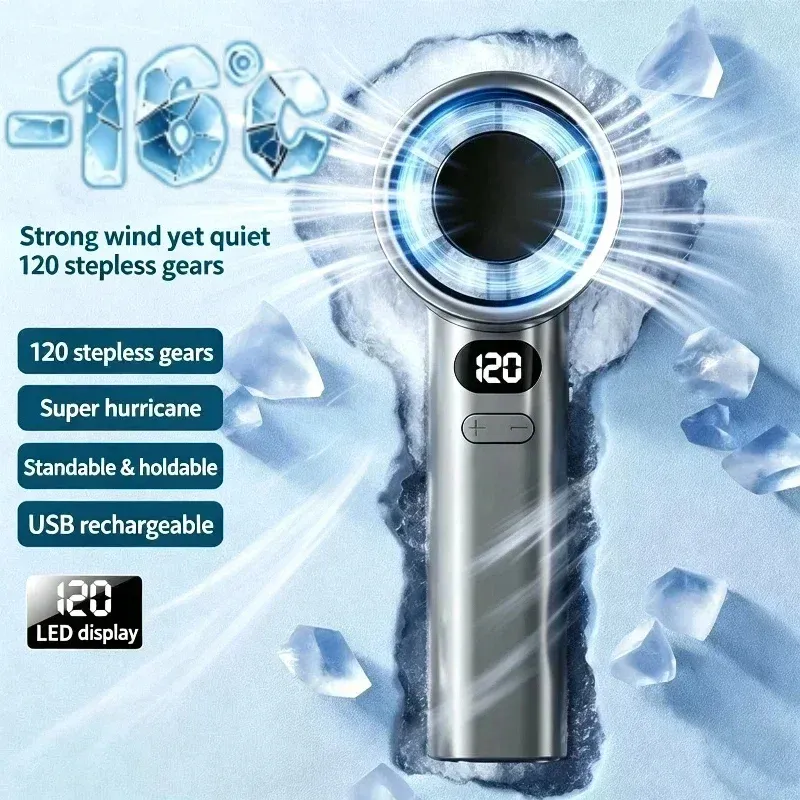 Ventilateur portatif sans pales 120 vitesses rechargeable, avec mode glace pour bureau, nouveau modèle - Image 1