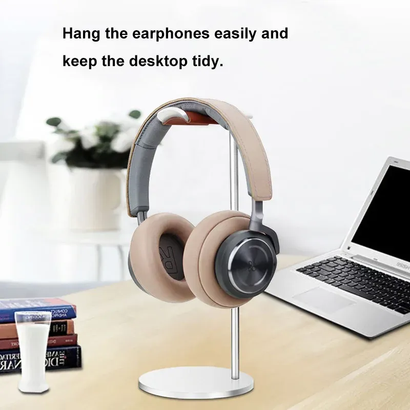 Support de casque incurvé en aluminium, support de casque de jeu en métal robuste avec base solide pour présentoir de bureau et de table 2