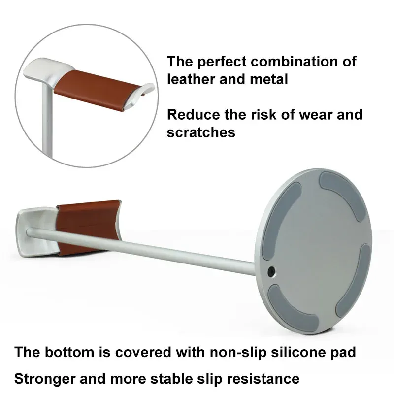 Support de casque incurvé en aluminium, support de casque de jeu en métal robuste avec base solide pour présentoir de bureau et de table 5