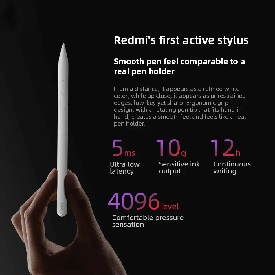 Stylet original Redmi 240 Hz pour dessin et écriture, 4096 niveaux de sensibilité, compatible Redmi Pad Pro et Redmi Pad 2 5