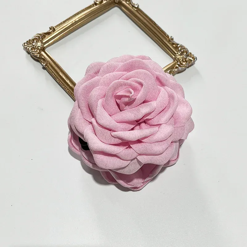 Pinces à cheveux en tissu à fleurs roses pour femmes et filles 26