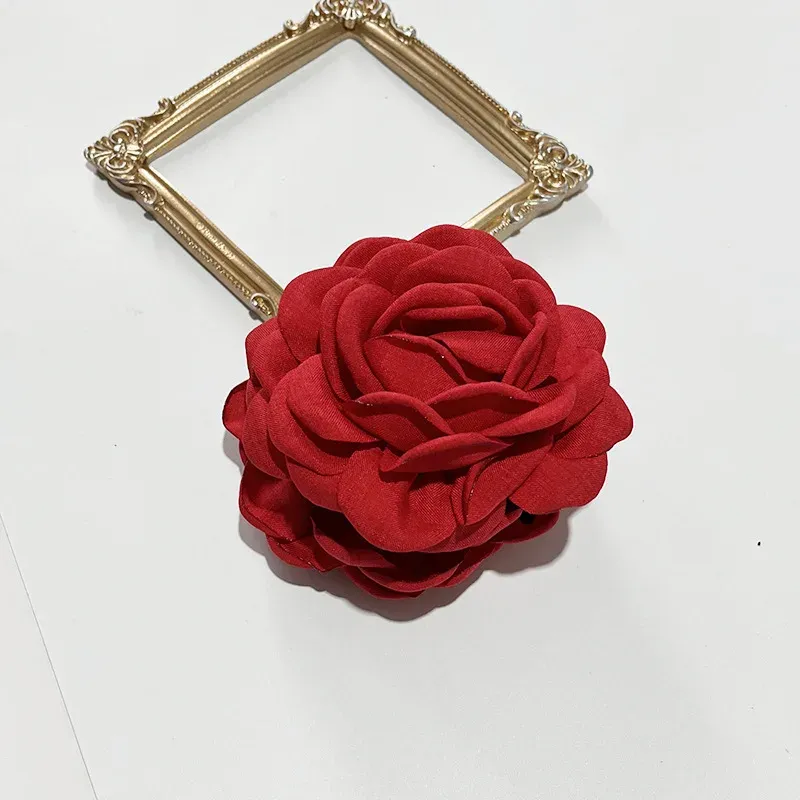 Pinces à cheveux en tissu à fleurs roses pour femmes et filles 18