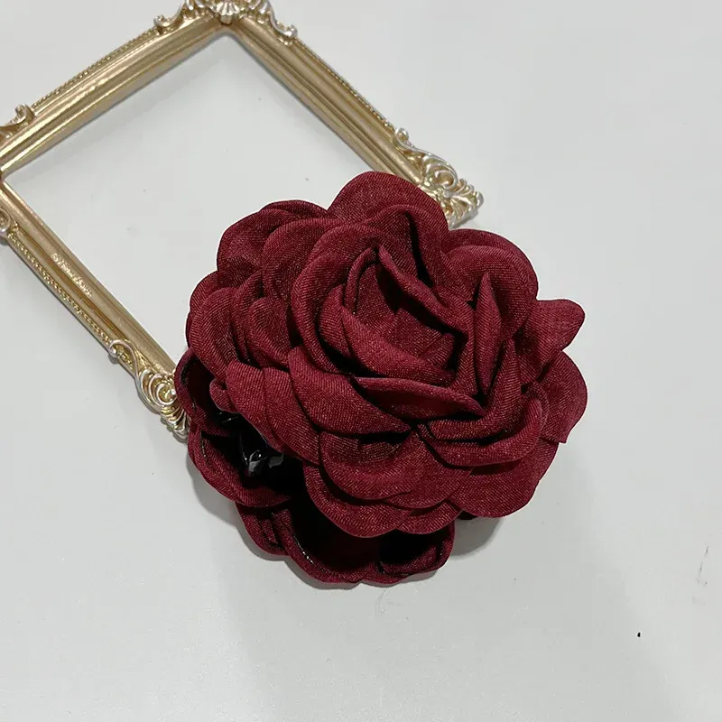 Pinces à cheveux en tissu à fleurs roses pour femmes et filles 22