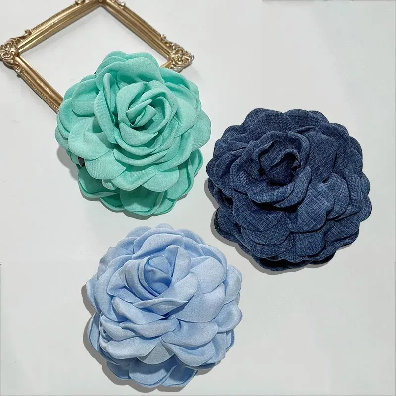 Pinces à cheveux en tissu à fleurs roses pour femmes et filles 12