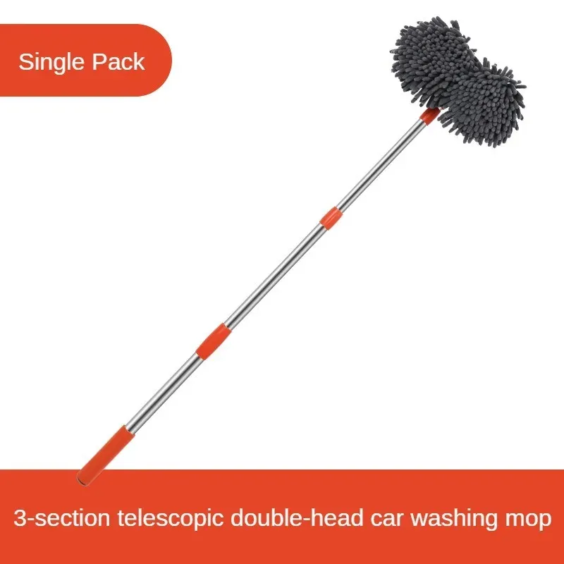 Vadrouille de lavage pour voiture en mousse à double tête et manche télescopique 3 sections 6