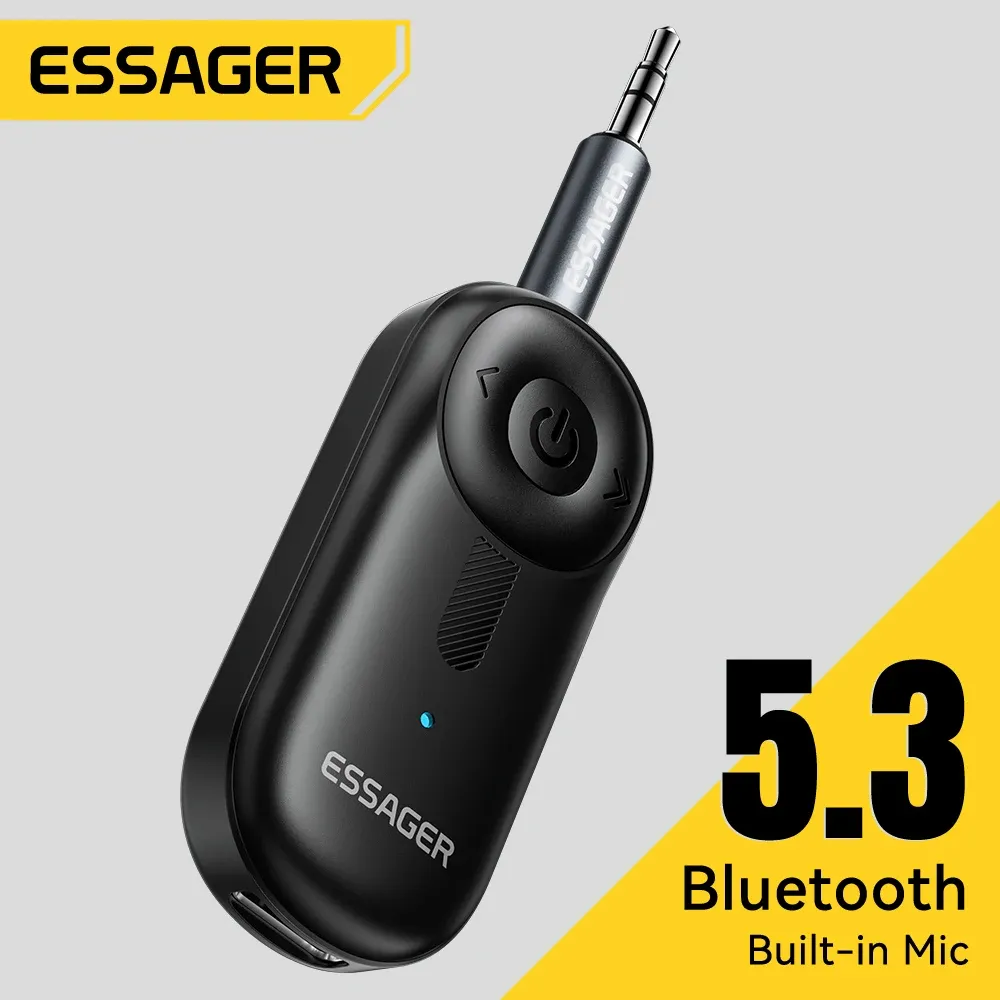Essager Récepteur Bluetooth 5.3 avec prise audio AUX 3,5 mm pour voiture, haut-parleurs, casque, tablette et ordinateur portable