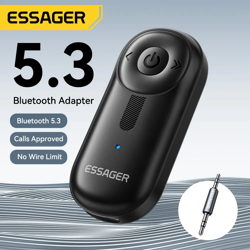 Essager Récepteur Bluetooth 5.3 avec prise audio AUX 3,5 mm pour voiture, haut-parleurs, casque, tablette et ordinateur portable 2