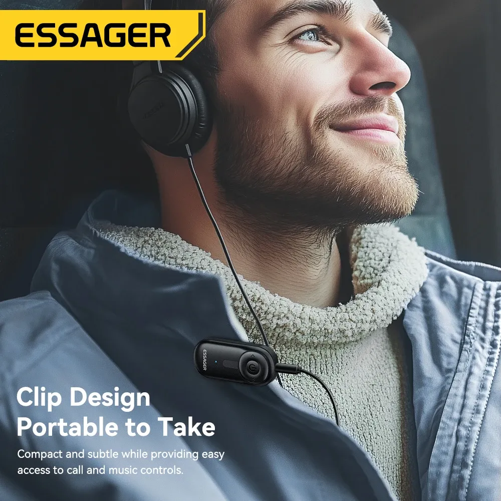 Essager Récepteur Bluetooth 5.3 avec prise audio AUX 3,5 mm pour voiture, haut-parleurs, casque, tablette et ordinateur portable 5