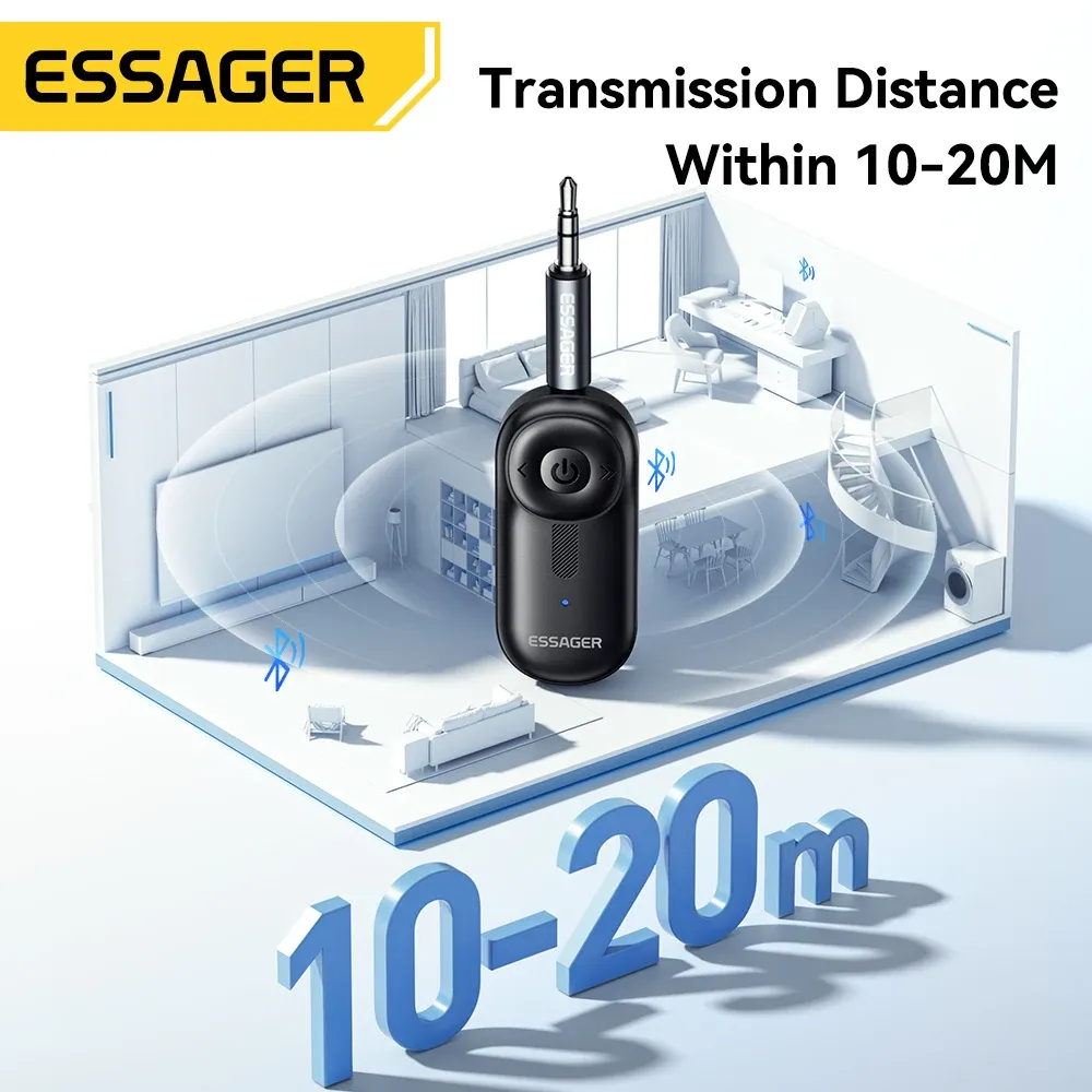 Essager Récepteur Bluetooth 5.3 avec prise audio AUX 3,5 mm pour voiture, haut-parleurs, casque, tablette et ordinateur portable 6
