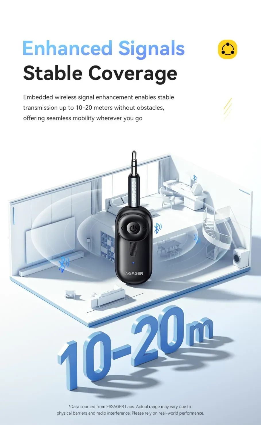 Adaptateur Bluetooth Essager, finition soignée