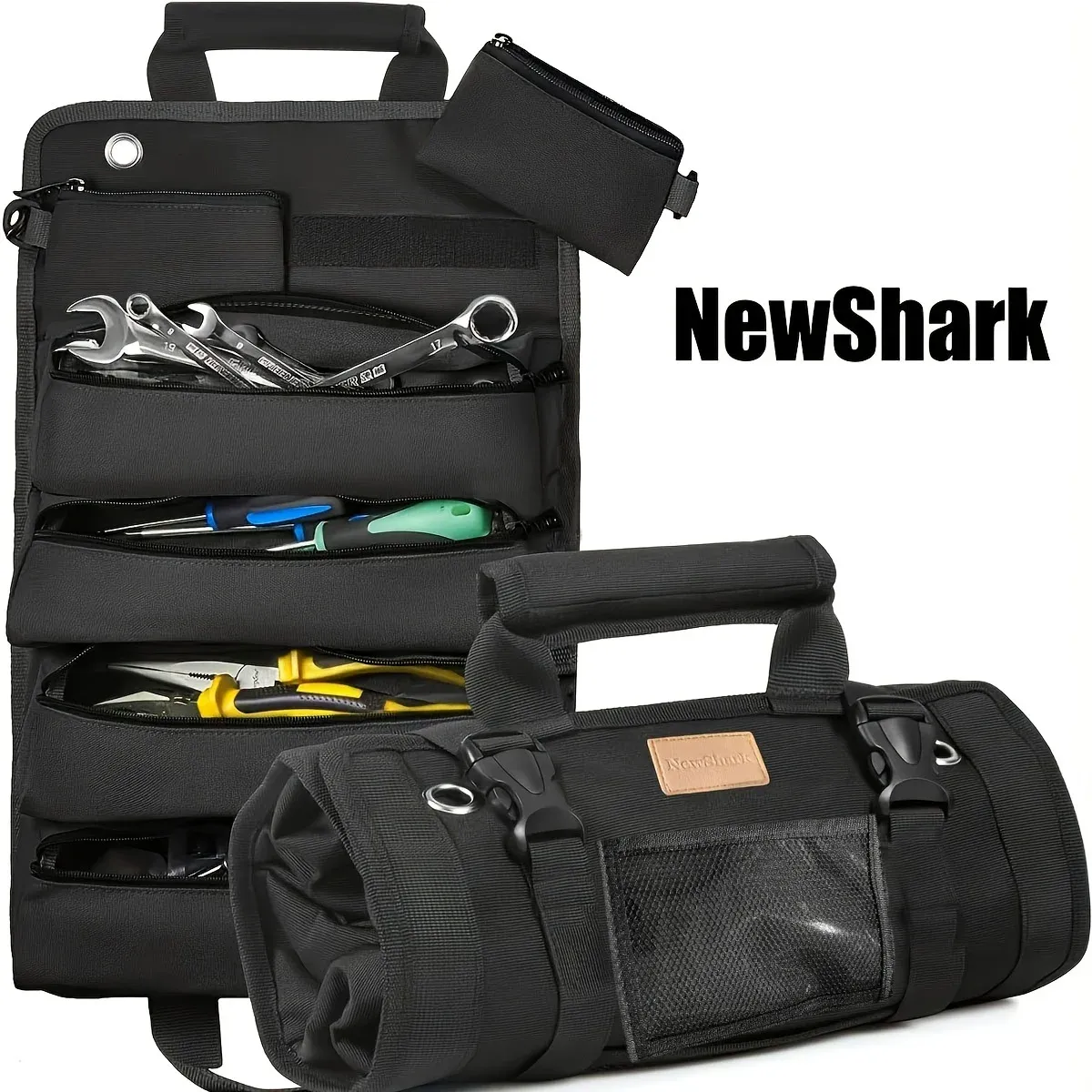 Organisateur de sac à outils compact avec pochettes amovibles, organisateur enroulable robuste avec 6 poches à outils - Image 1