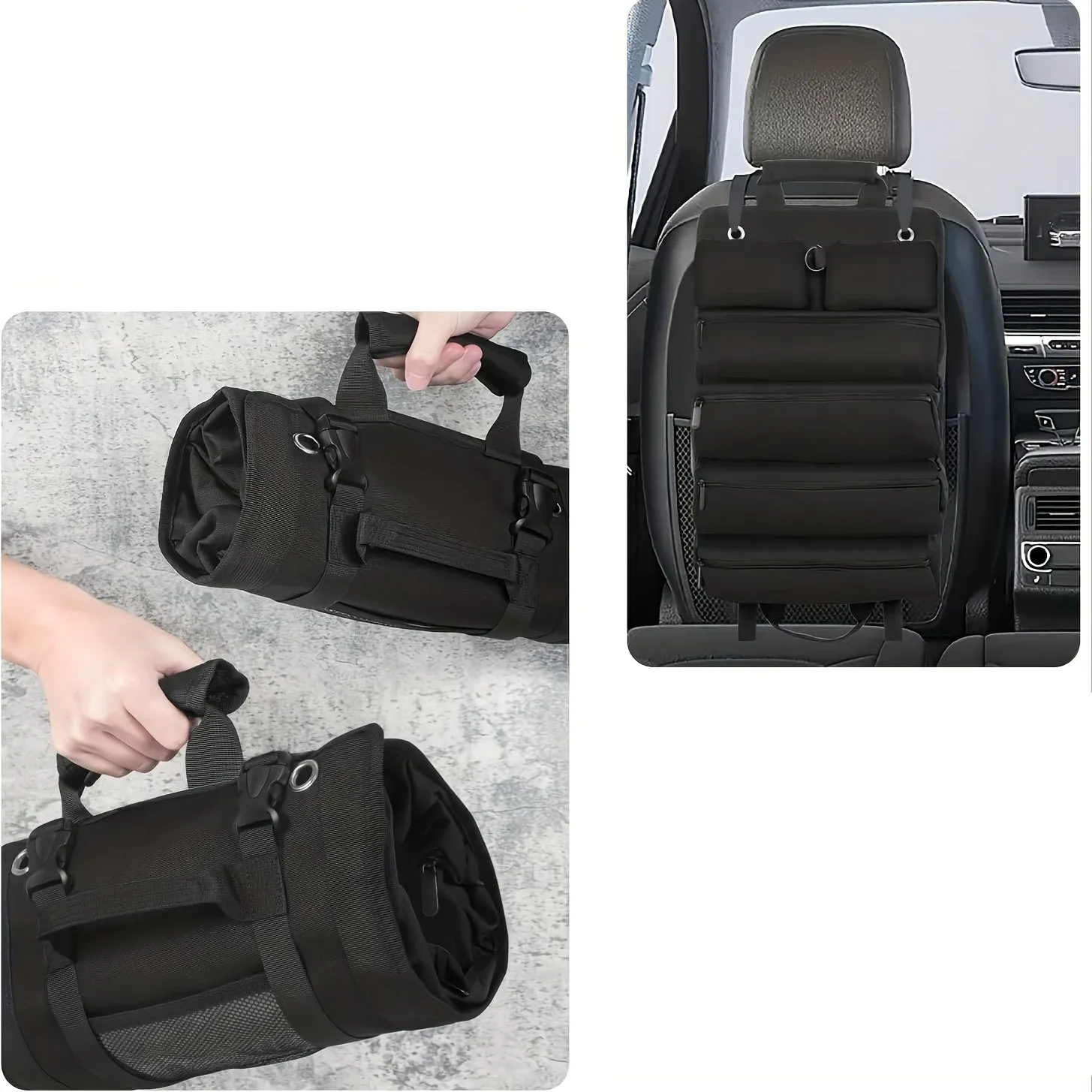 Organisateur de sac à outils compact avec pochettes amovibles, organisateur enroulable robuste avec 6 poches à outils 4