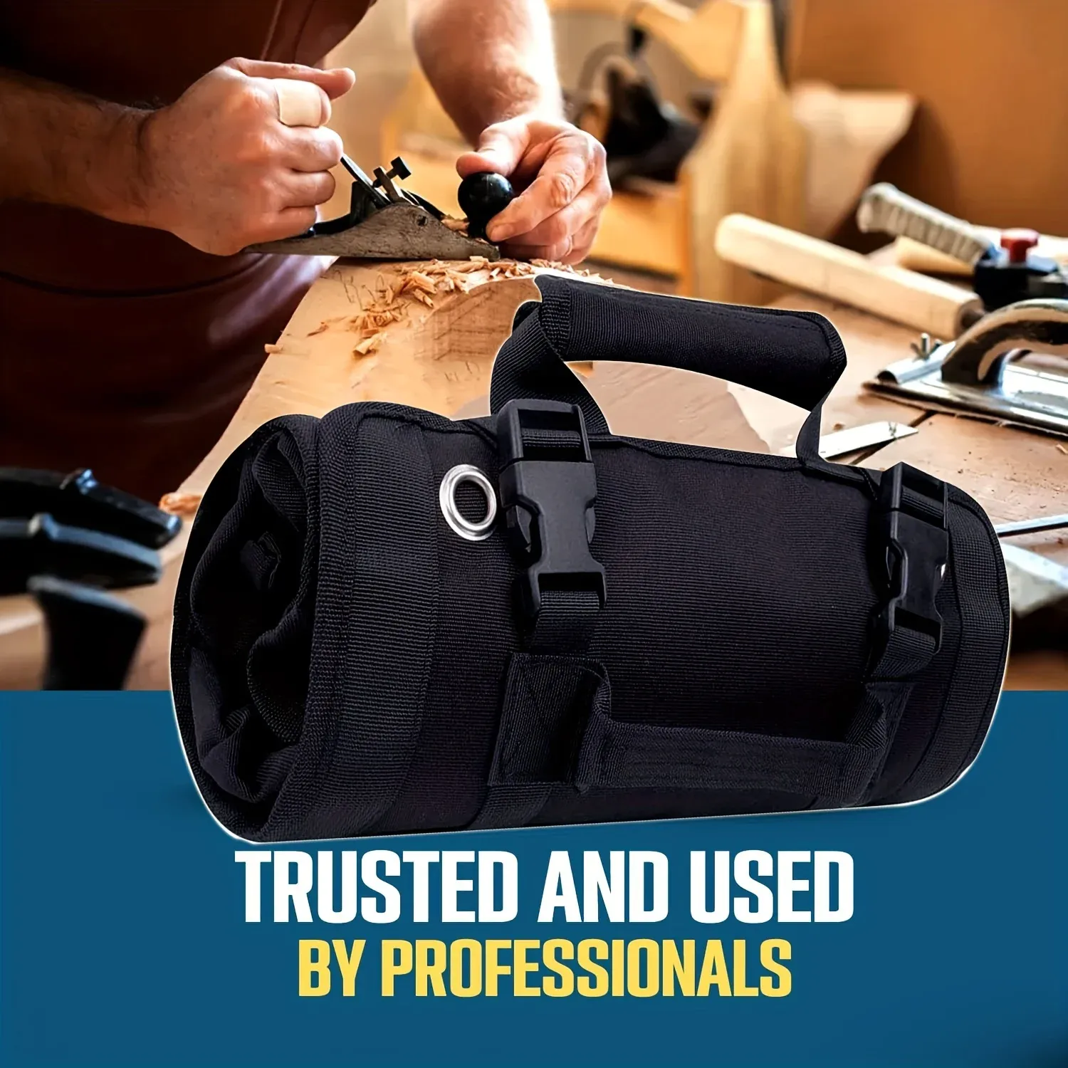 Organisateur de sac à outils compact avec pochettes amovibles, organisateur enroulable robuste avec 6 poches à outils 6