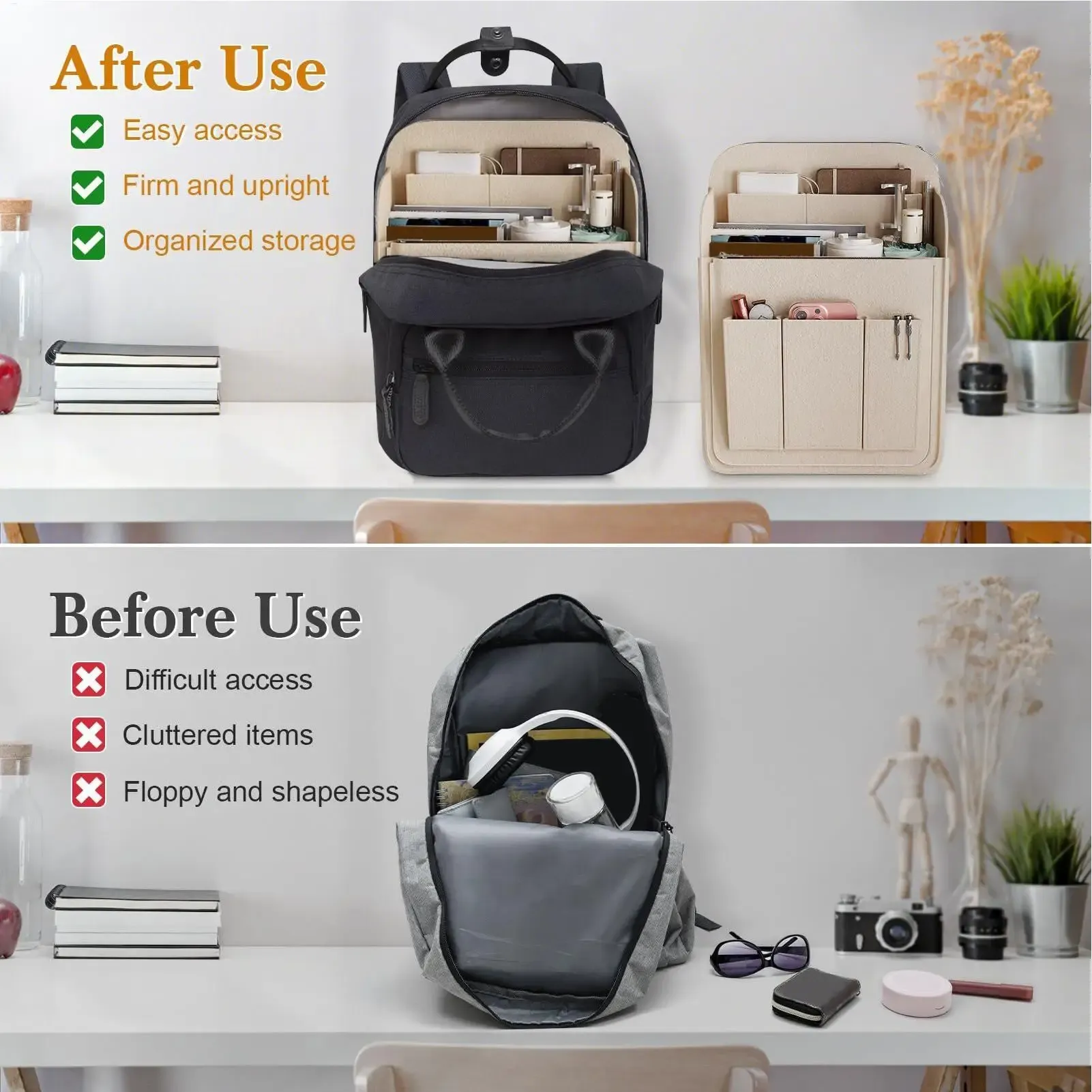 Organisateur de sac à dos, pochette de rangement portable à grande capacité, pochette multi-poches pour sac à dos, pochette de rangement pour cosmétiques et téléphone 2