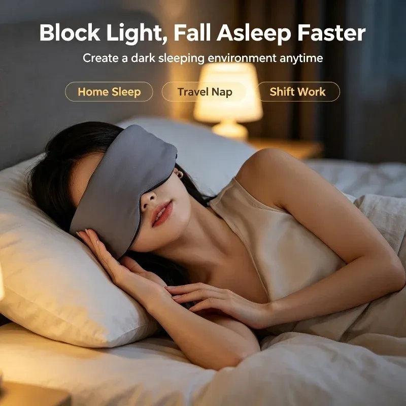 Masque de sommeil respirant et anti-pression, doux et portable, idéal pour les voyages et la pause déjeuner