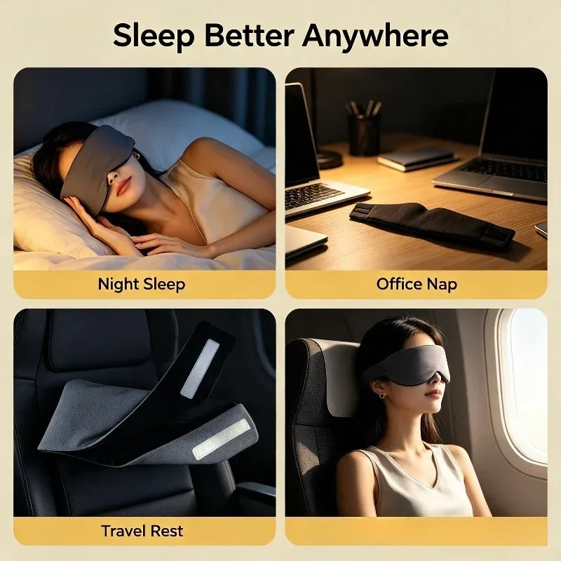 Masque de sommeil respirant et anti-pression, doux et portable, idéal pour les voyages et la pause déjeuner 5