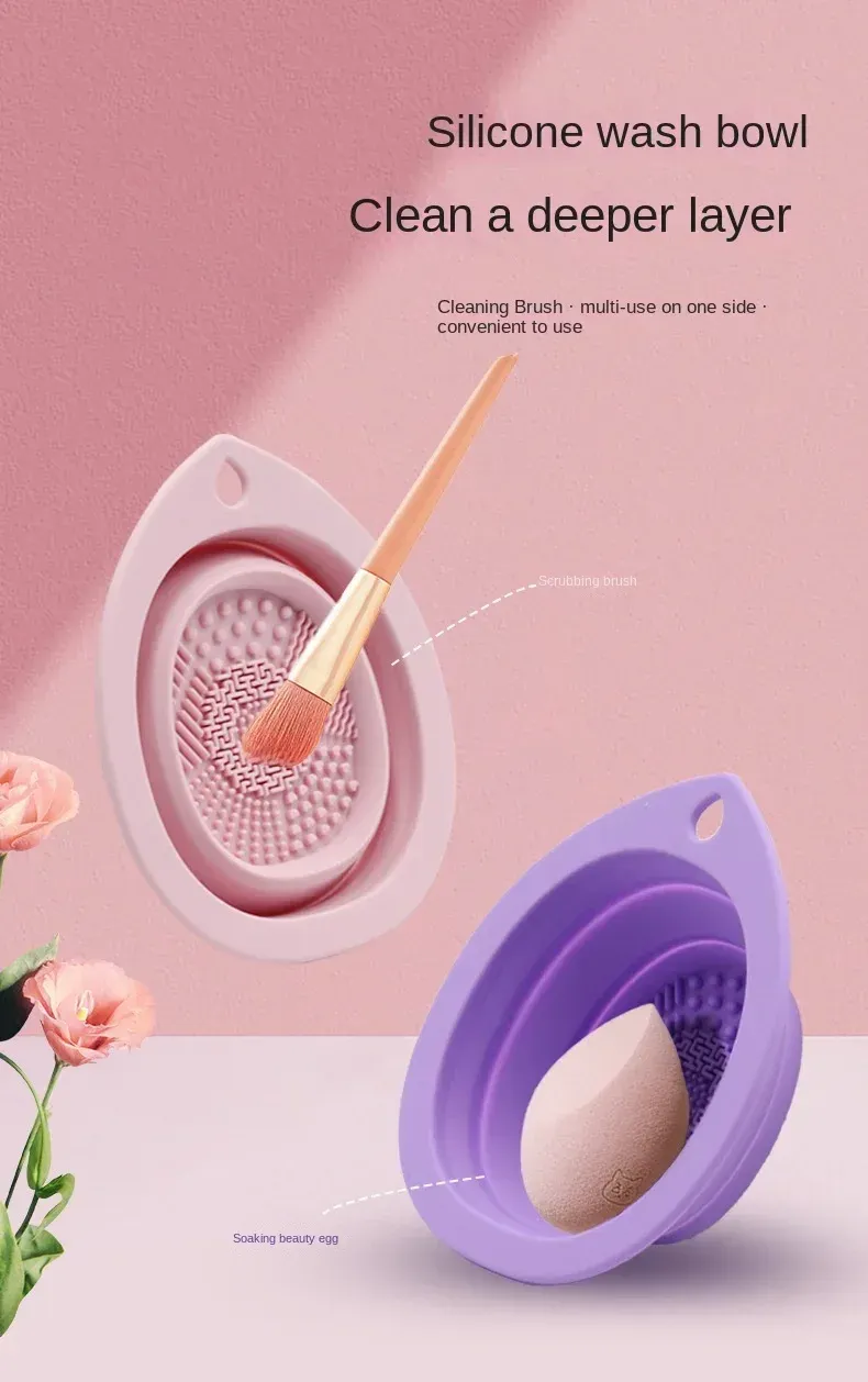 Bol de nettoyage pliable pour pinceaux de maquillage