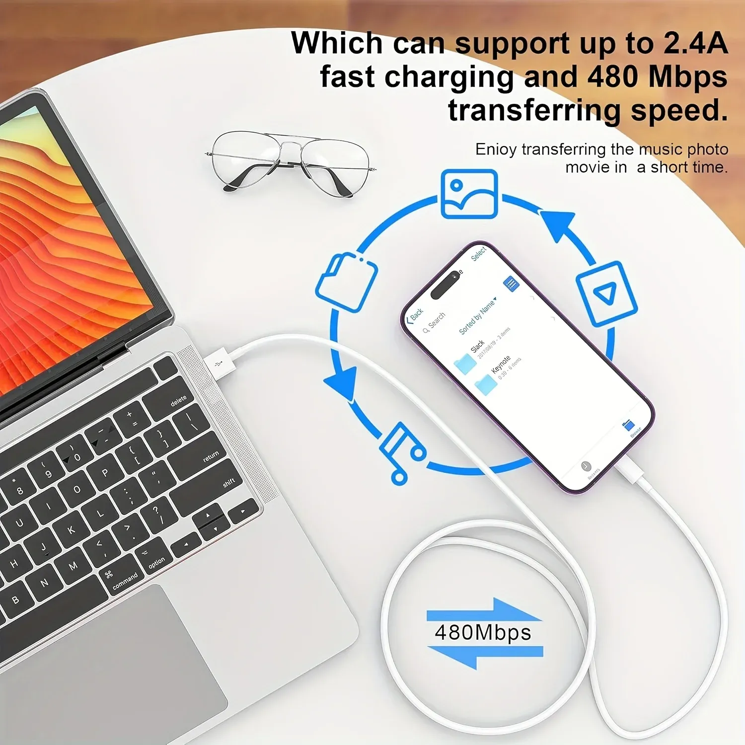 Câble USB-C PD 20 W à charge rapide pour iPhone 14, 13, 12, 11, Pro, Pro Max, Plus et XS, chargeur rapide, câble de données USB Type-C 6