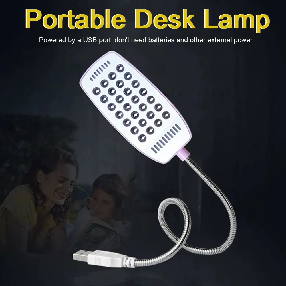 Lampe de lecture LED USB flexible 28 LED, lumière ultra lumineuse, lampe de table et de nuit pour ordinateur PC 5