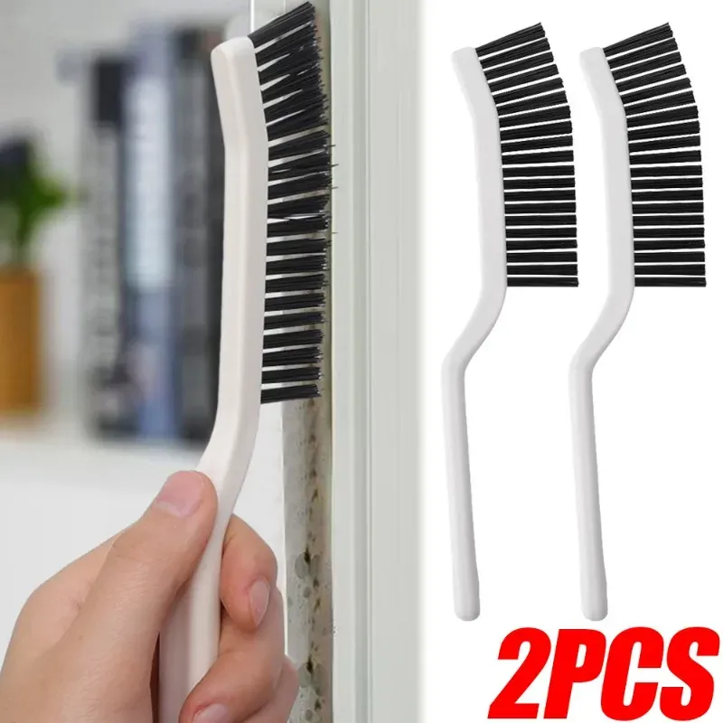 Brosse de nettoyage pour joints, à poils durs et long manche, pour portes, fenêtres, rails et sols, 1 à 2 pièces - Image 1