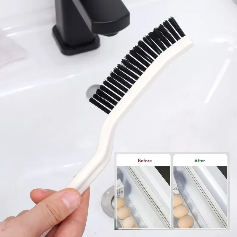 Brosse de nettoyage pour joints, à poils durs et long manche, pour portes, fenêtres, rails et sols, 1 à 2 pièces 5