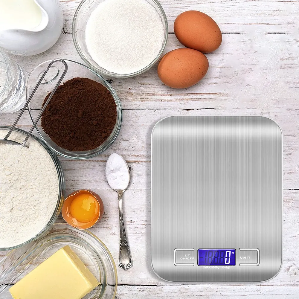 Balance de cuisine numérique à écran LED, 5 kg / 1 g, plateau en acier inoxydable 2