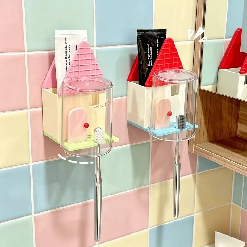 Support mural mignon pour brosses à dents, sans perçage, organisateur de salle de bain