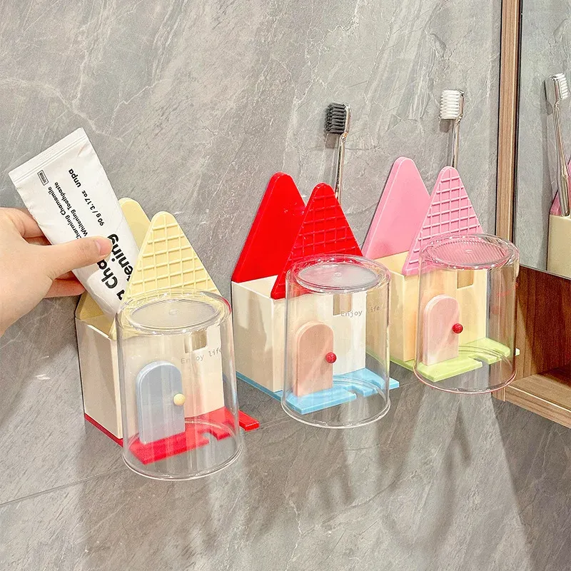 Support mural mignon pour brosses à dents, sans perçage, organisateur de salle de bain 4