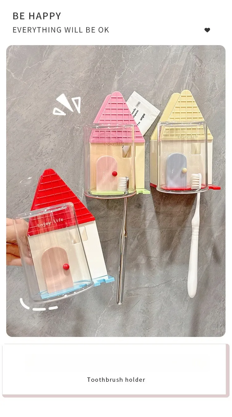 Porte-brosses à dents mural mignon pour salle de bain