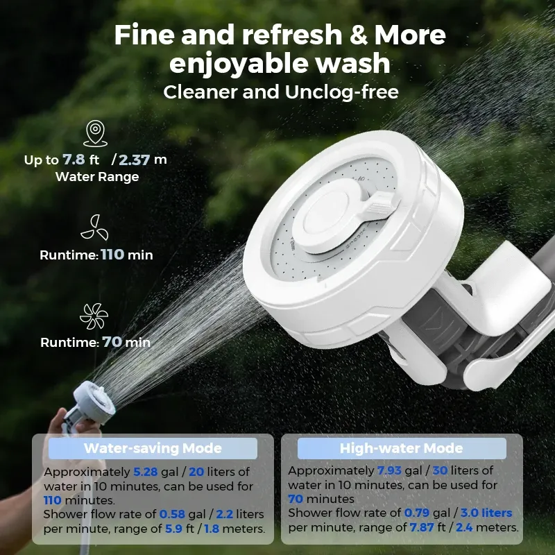 Douche de camping portable FLEXTAIL sans boîte, pompe de douche électrique, étanche IPX7 pour douche extérieure, lavage de voiture, lavage de vaisselle 4