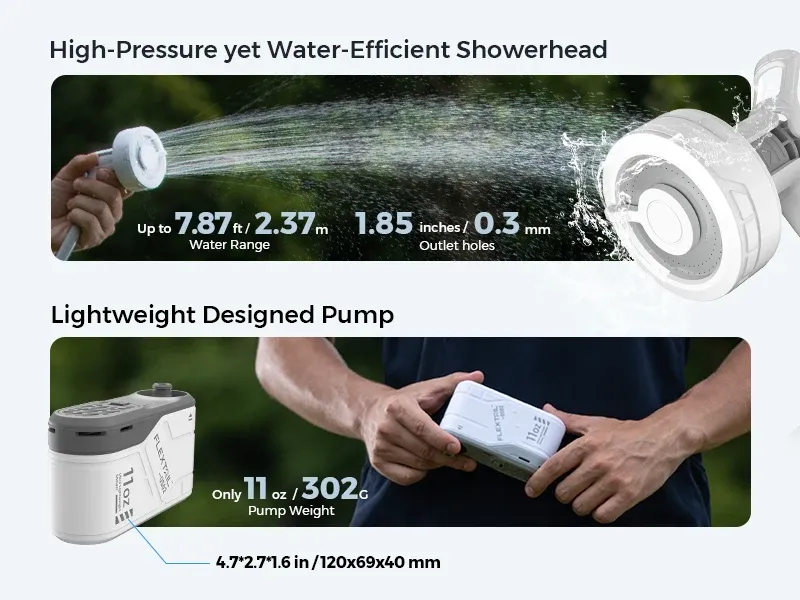 Douche portable FLEXTAIL, détails du design