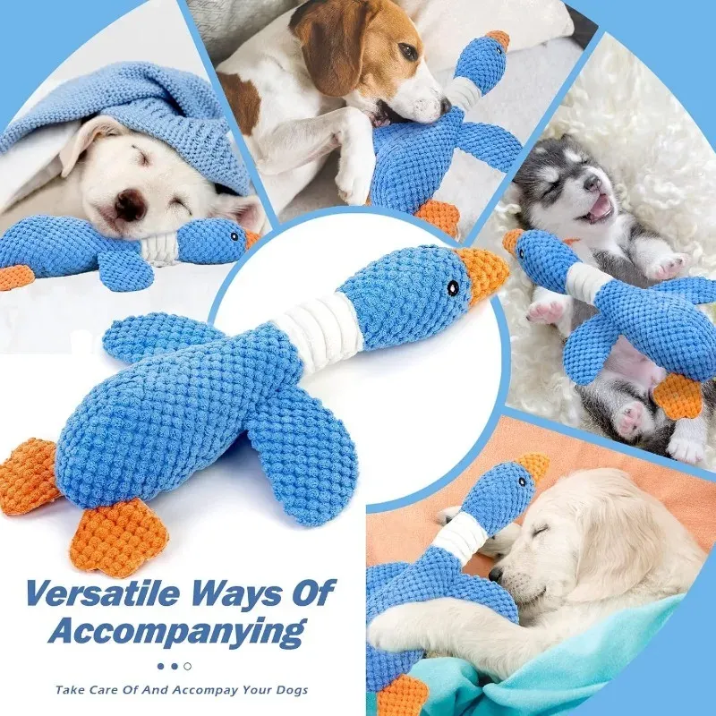 Jouet interactif en peluche à mâcher et couinant pour chats et chiens 6