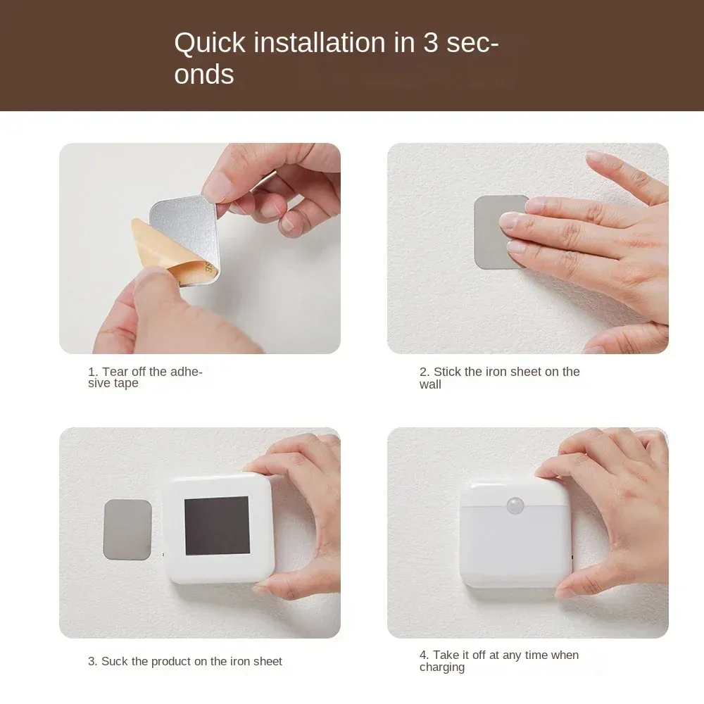 Veilleuse LED à détecteur de mouvement rechargeable USB pour cuisine, escaliers, couloir, placard et chambre 5