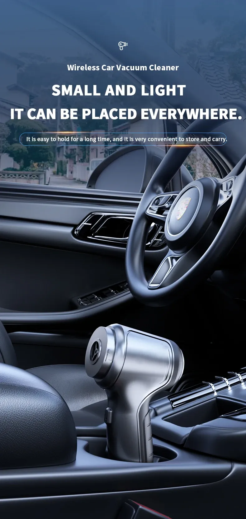 Aspirateur de voiture sans fil, vue d'ensemble
