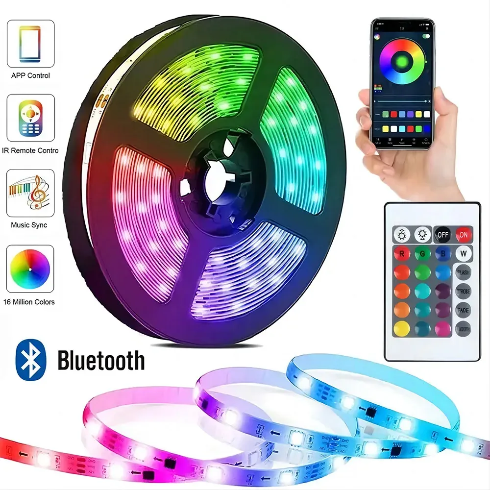 Bande LED USB RGB 5050 SMD avec Bluetooth, 5 V, flexible et autoadhésive, pour TV et bureau 1