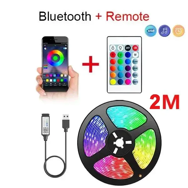 Bande LED USB RGB 5050 SMD avec Bluetooth, 5 V, flexible et autoadhésive, pour TV et bureau 8